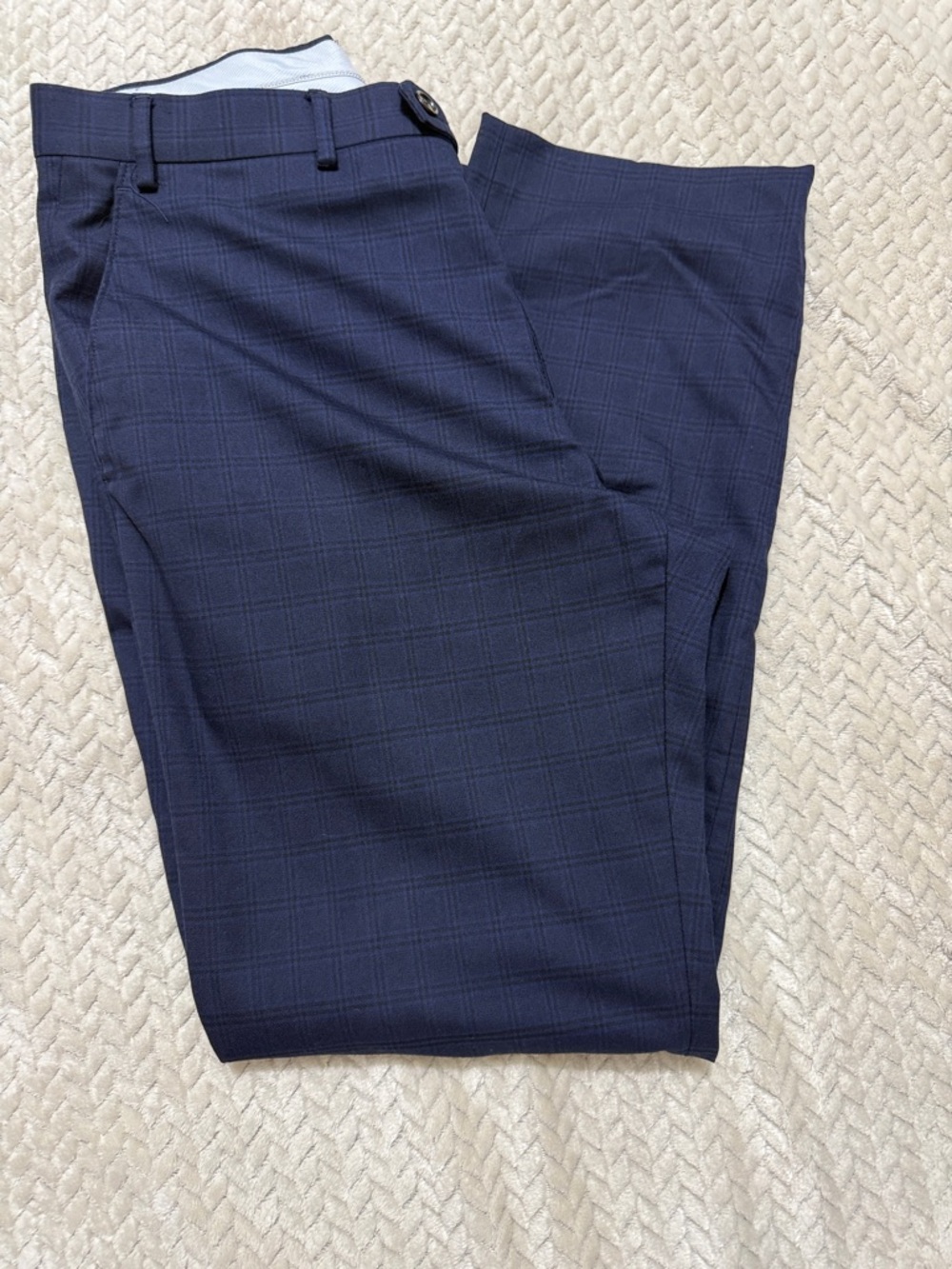 Ralph Lauren Navy Plaid Flat Front Dress Shorts